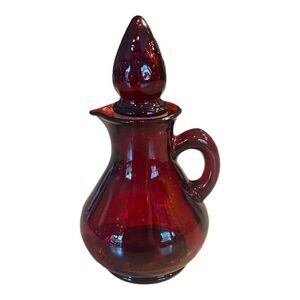 Vintage 1970 Avon Strawberry Bath Foam Red Cruet Bottle- Empty